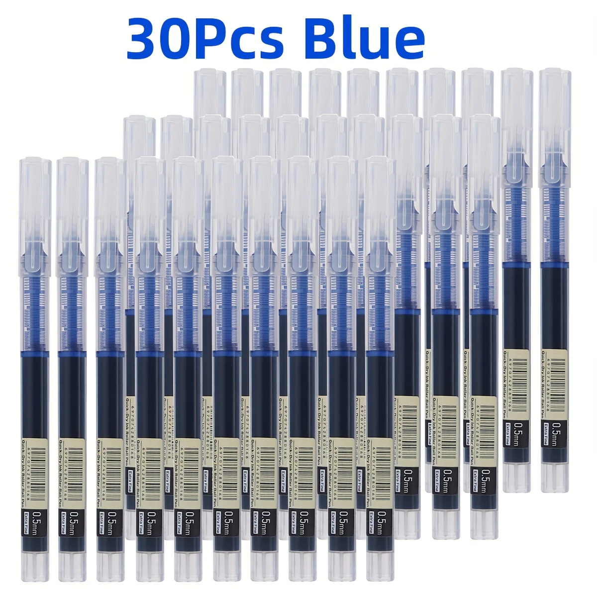 30pcs Quick-Dry Gel Pens - 0.5mm Fine Tip, Black, Blue, Red | Smooth Writing, Fast-Drying Ink, Durable for Students, Office, and Everyday Use